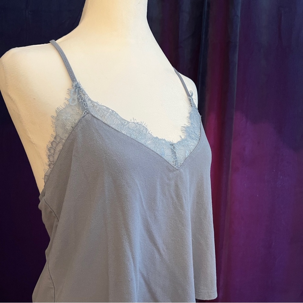Light Blue Lace Trim Cami Top